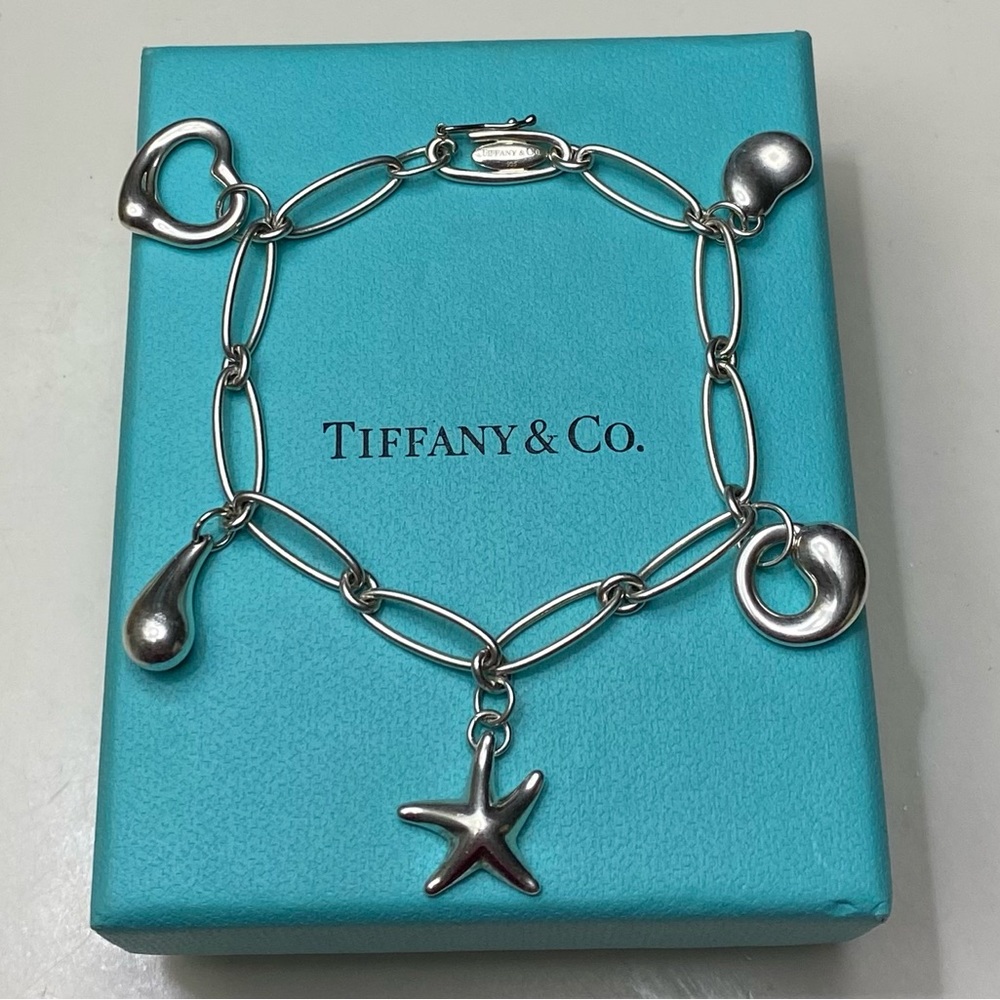 Tiffany & Co. Elsa Peretti 5 Charm Silver Bracelet
